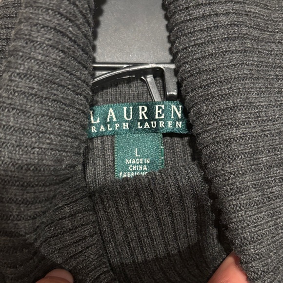 Lauren Ralph Lauren Striped Turtleneck Sweater - Black, Gray & Cream size L - Picture 4 of 5